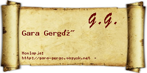 Gara Gergő névjegykártya